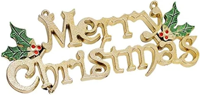 Merry Christmas Hanging Tree Ornament with Leaf Details