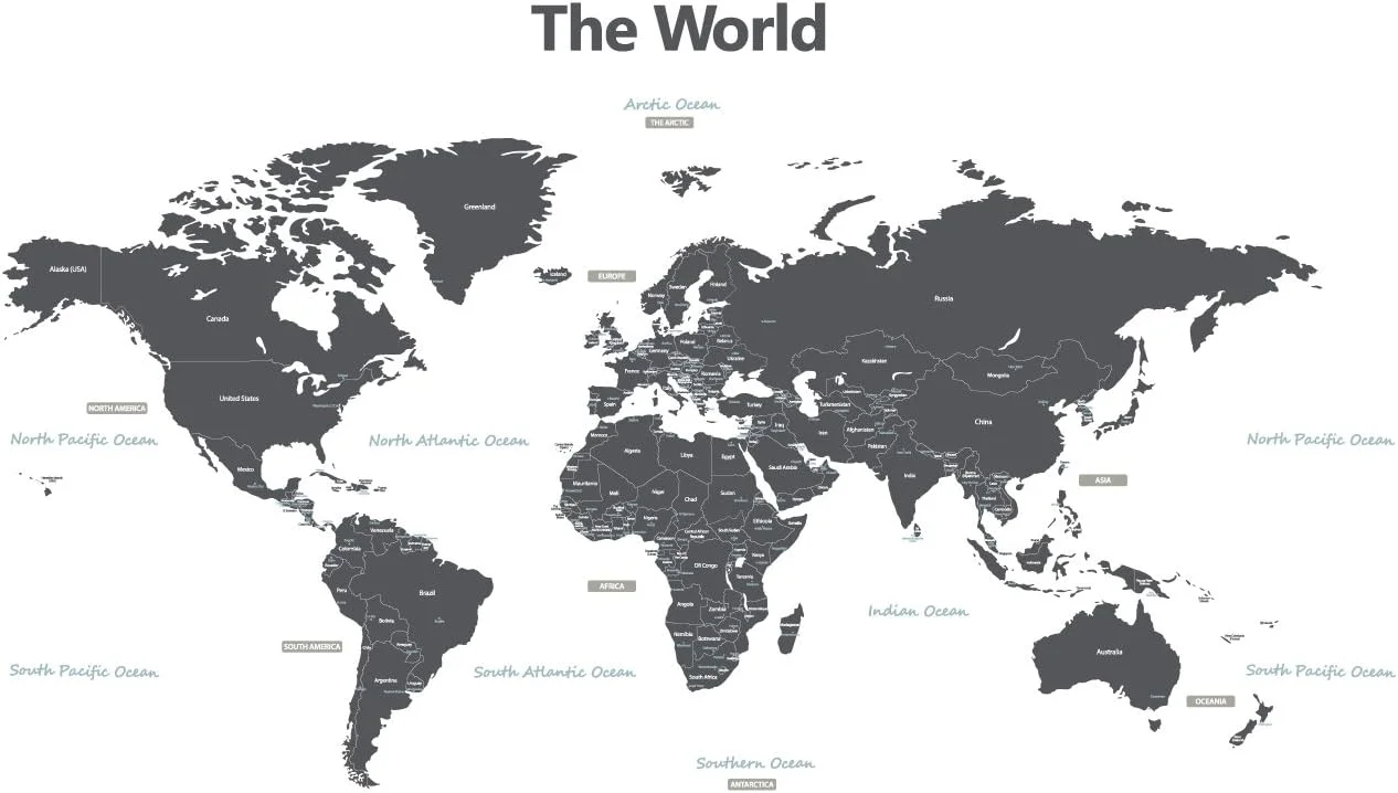 DECOWALL Kids World Map Wall Stickers – Removable Wall Decals