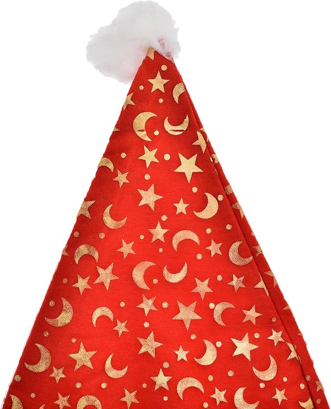 Fabric Party Hat with Gold Stars and Moons Design