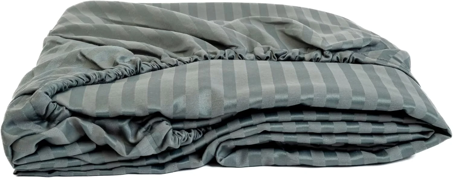Home Of Linen Striped Dark Grey Fitted Sheet