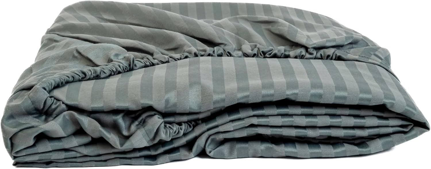 Home Of Linen Striped Dark Grey Fitted Sheet
