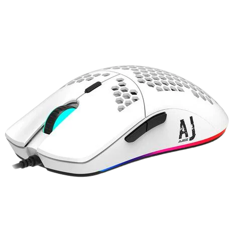 Ajazz AJ390R Gaming Mouse RGB – 67g Lightweight Ergonomic Honeycomb Design (White)