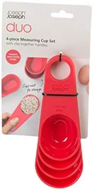 Joseph Joseph Duo 4-Piece Nesting Measuring Cup Set with Clip-Together Handles