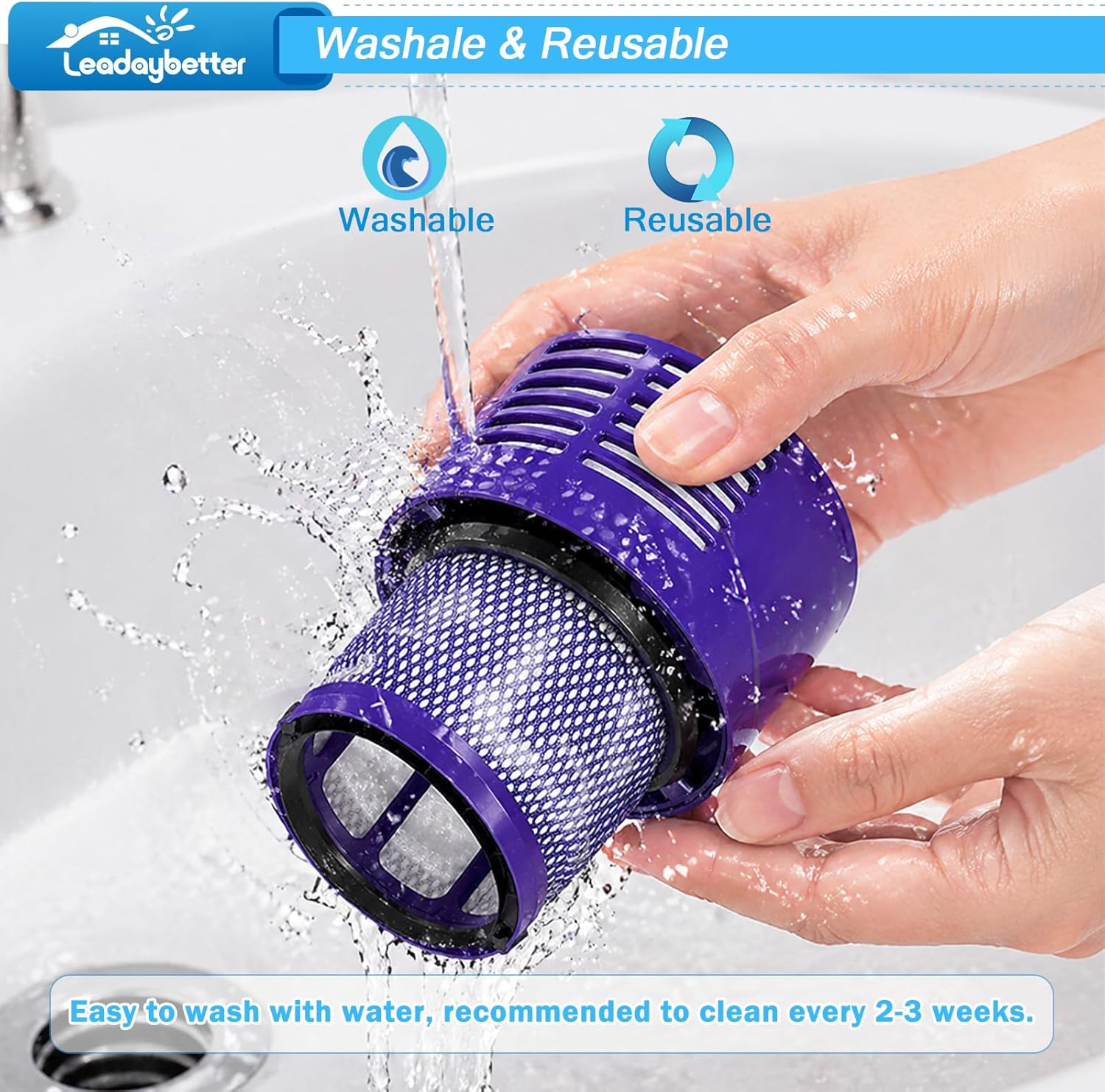 Leadaybetter Replacement Filter for Dyson V10 Cyclone Series - Without the brush