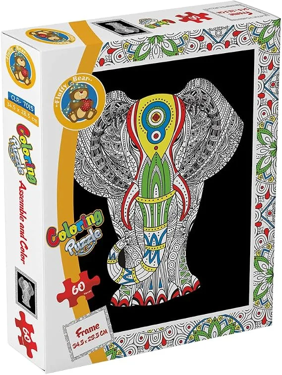 Fluffy Bear Elephant Coloring Puzzle