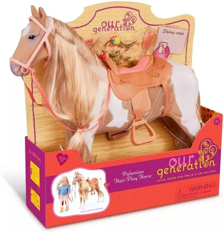 Our Generation Play Horse 50cm Toy with Saddle, Brush and Accessories