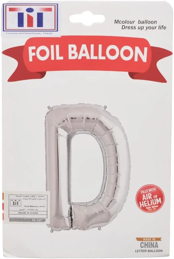 Letter D Foil Balloon for Birthday Parties & Celebrations