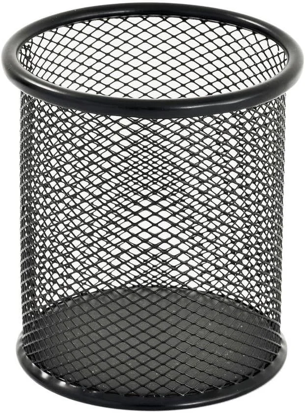 Black Metal Mesh Pen Holder Desk Organizer