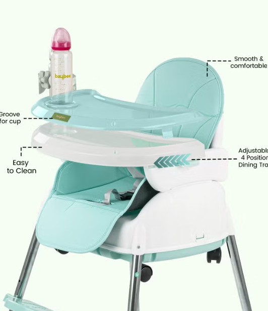 4-in-1 Convertible Baby High Chair – Adjustable Height Feeding Chair with Footrest & Tray -damaged box