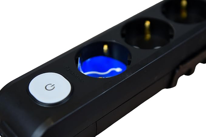 3-Outlet Power Strip with On/Off Switch & 2m Coiled Cable