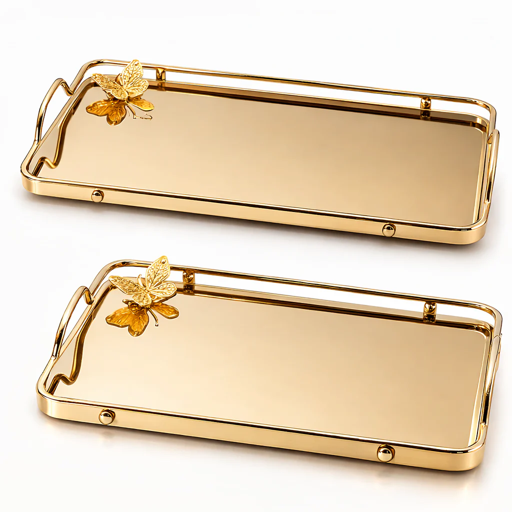 Generic Stainless Steel Serving Trays Set (Scratches– Damaged Box)