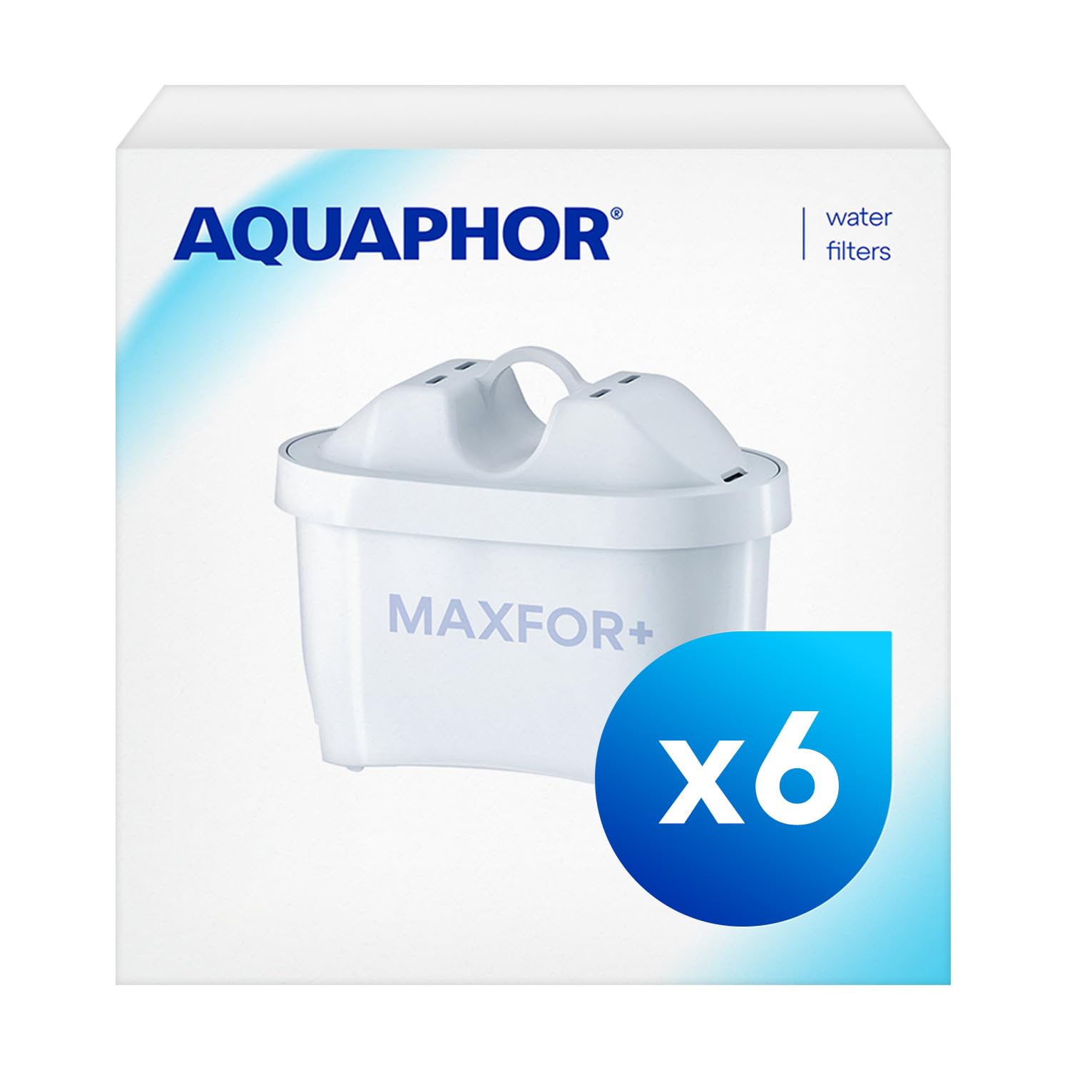AQUAPHOR Water Filter Cartridge Pack of 6 Compatible with Brita Jugs 200L White