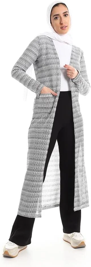 JAMILA Women Long Open Cardigan with Side Pockets