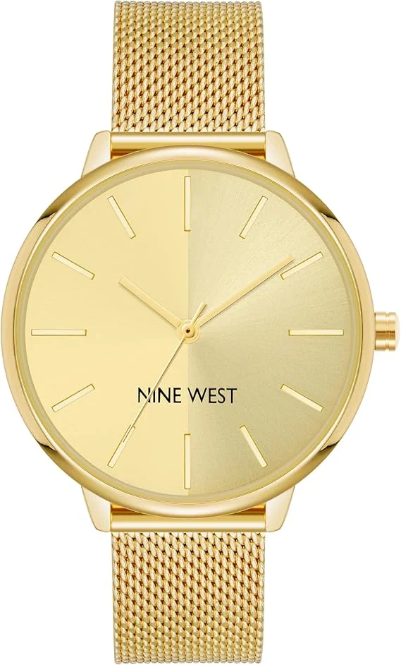 Nine West Women Mesh Bracelet Watch Gold Quartz