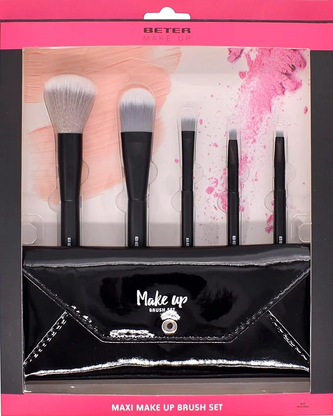 Beter Synthetic Makeup Brush Set with Pouch, 5-Piece