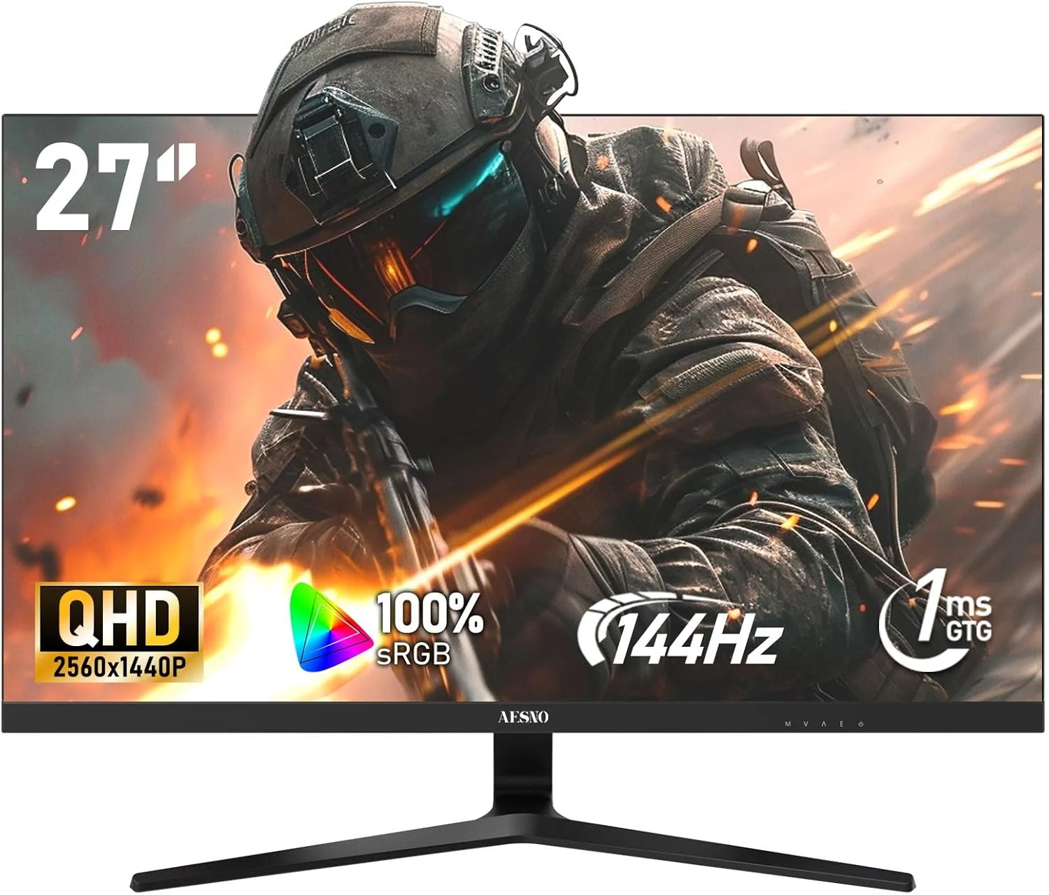 AESNO 27 Inch Gaming Monitor 2K 144Hz QHD 1ms FreeSync 100% sRGB-Open Box