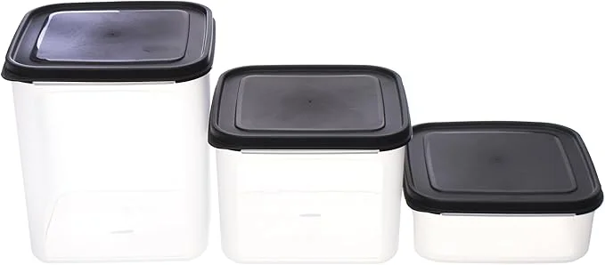 Aksa Food Storage Container Set – 3 Pieces (1.1L, 2.6L, 4L) with Secure Lids