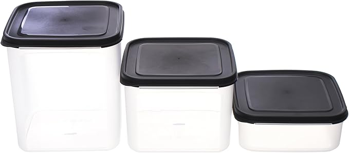 Aksa Food Storage Container Set – 3 Pieces (1.1L, 2.6L, 4L) with Secure Lids