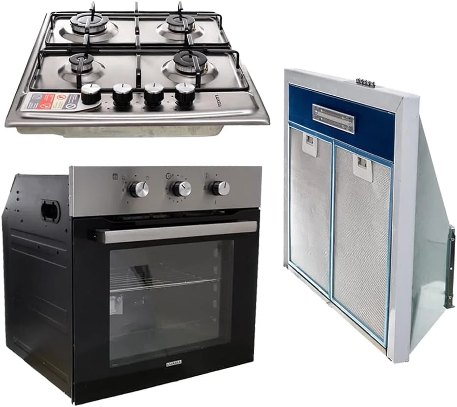 Kumtel Built-In Cooker Set – Electric Oven, 4-Burner Gas Hob & Built-In Hood Stainless Steel