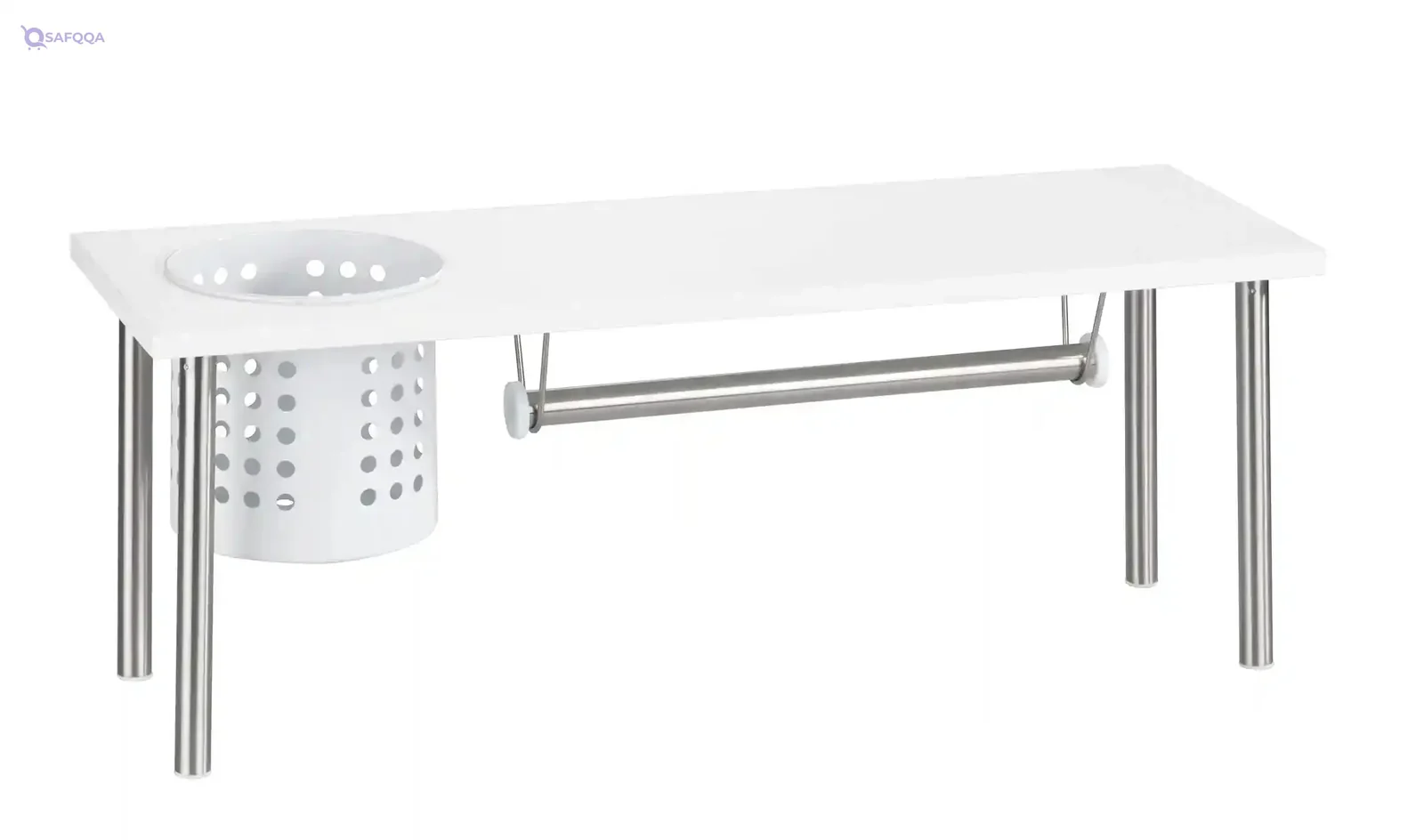 WENKO Kitchen Shelf with Paper Roll & Utensil Holder – Space-Saving Organizer (55×21×18 cm)
