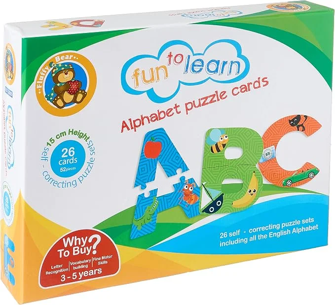 Fluffy Bear Alphabets Cards Puzzle Multicolor