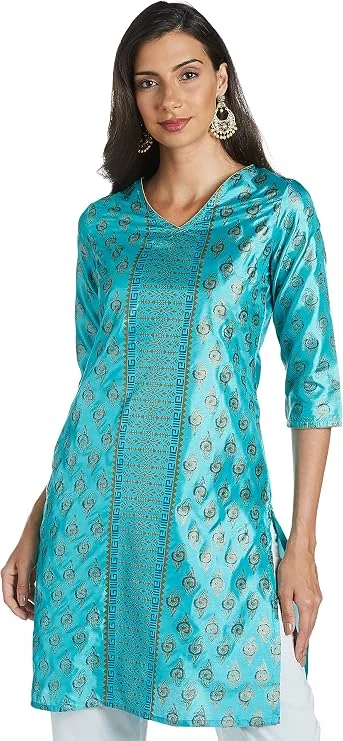 Indigo Women's Regular Fit V-Neck Kurta