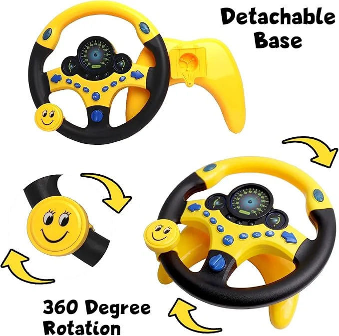Kids Educational Steering Wheel Toy with Engine Sounds & Light Signals