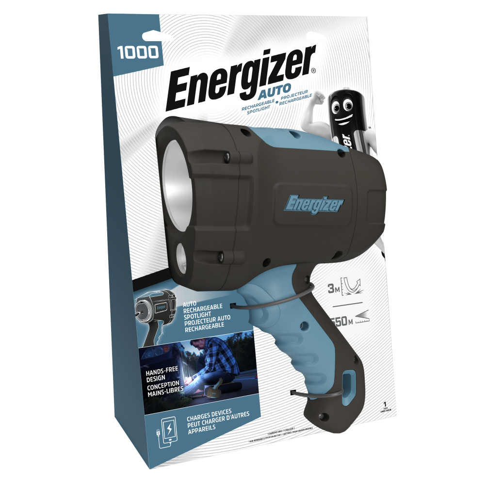Energizer 1000-Lumen Rechargeable Spotlight for Car & Outdoor Use