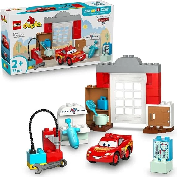 مجموعة العاب LEGO DUPLO Disney زيارة ماكوين إلى مرآب دوك – 10456 – علبة خارجية تالفة