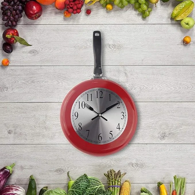 Timelike Pan-Shaped Round Analogue Kitchen Wall Clock - damaged box