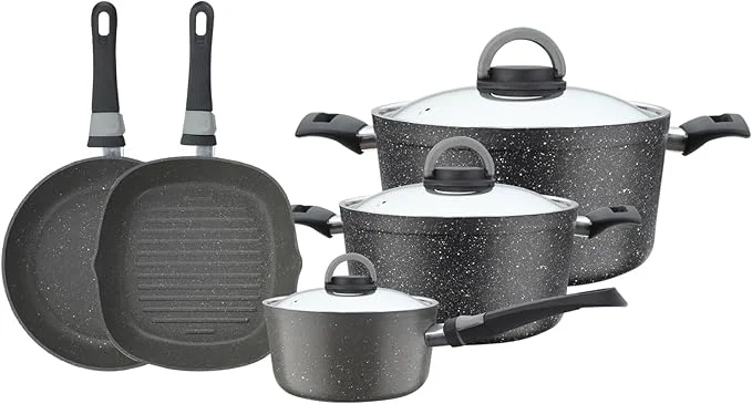 El Amal Elite Granite  Non-Stick Cookware Set -8-Piece
