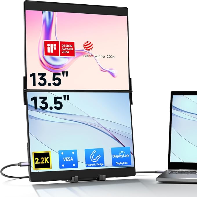 JSAUX FlipGo 13.5" 2.2K Dual Touch Portable Monitor