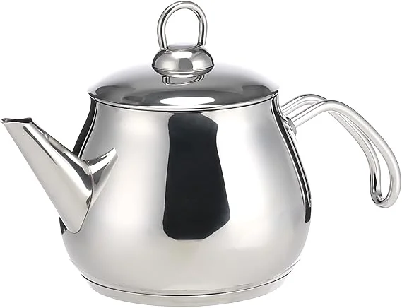 Safinox Globe Shape Glossy Stainless Steel Teapot -1.25-liter