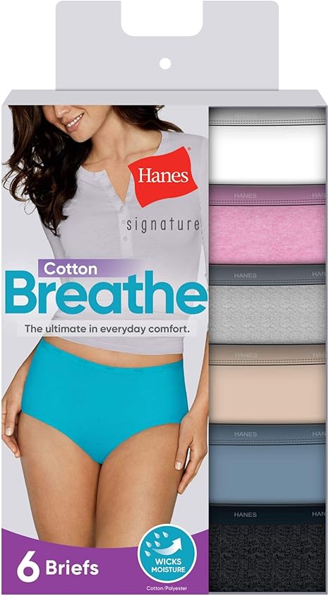Hanes Women's Signature Breathe Cotton Brief Underwear - 6 Pack