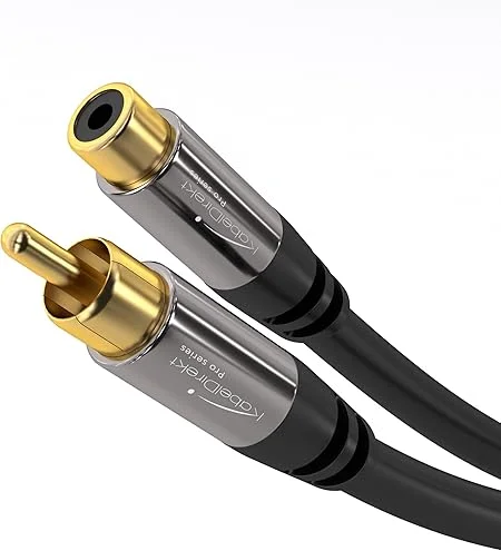 كابل تمديد RCA من كابل ديركت بطول 2 متر – ذكر إلى أنثى 75 أوم للصوت والفيديو – مناسب للسماعات والمضخمات وأنظمة الصوت
