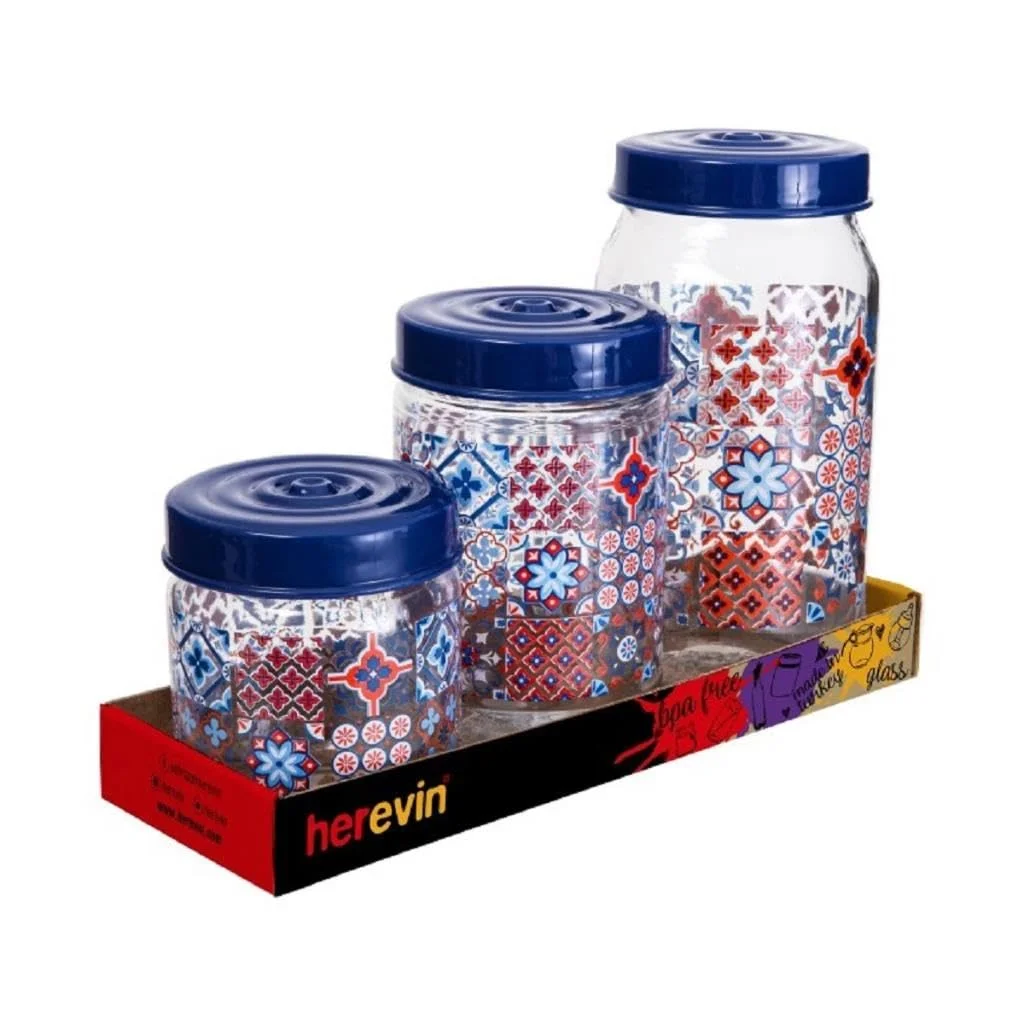 Herevin Mosaic Print Storage Jar Set – 3 Pieces