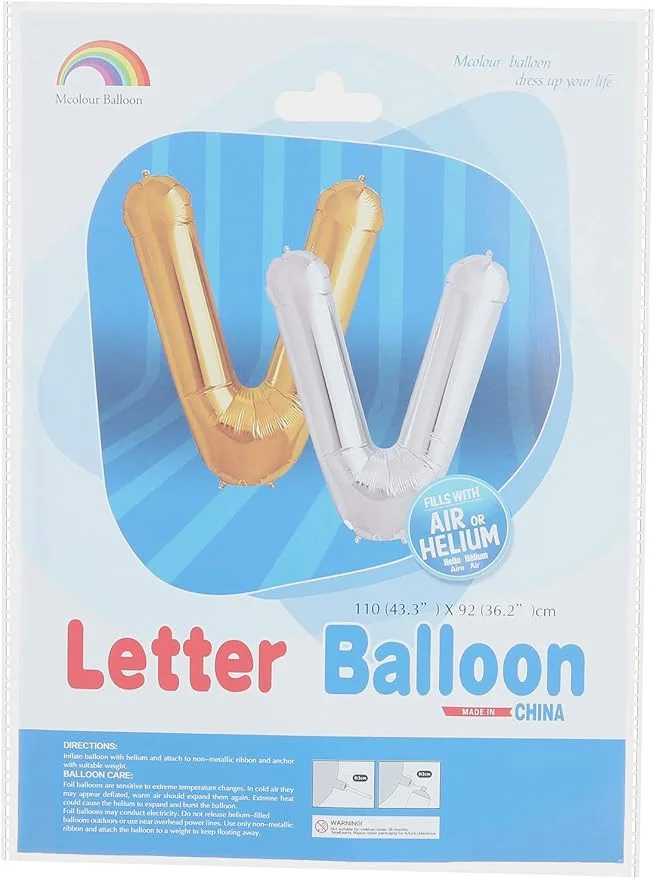 Mcolour Silver Letter V Foil Balloon for Party Decor
