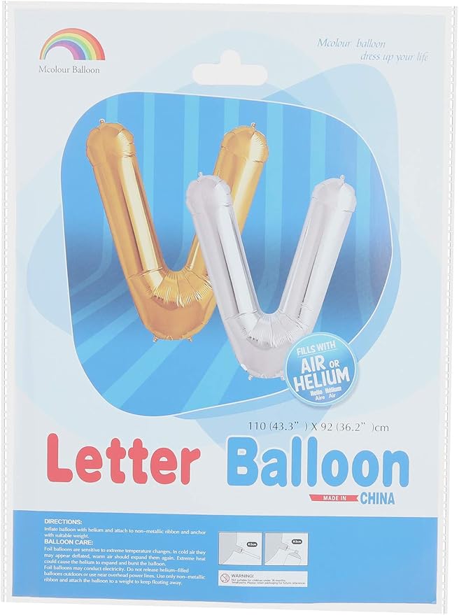 Mcolour Silver Letter V Foil Balloon for Party Decor