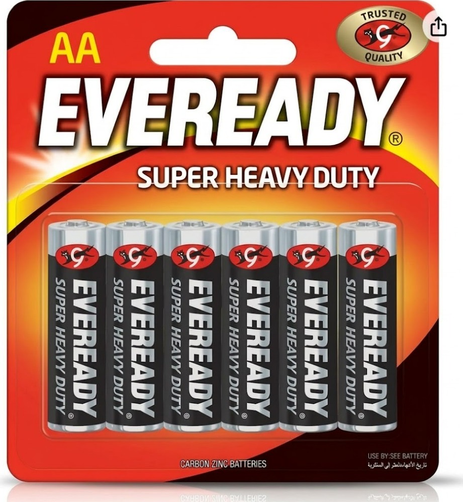 بطاريات Eveready قوية للاستخدام اليومي مقاس AA عبوة 6 قطع