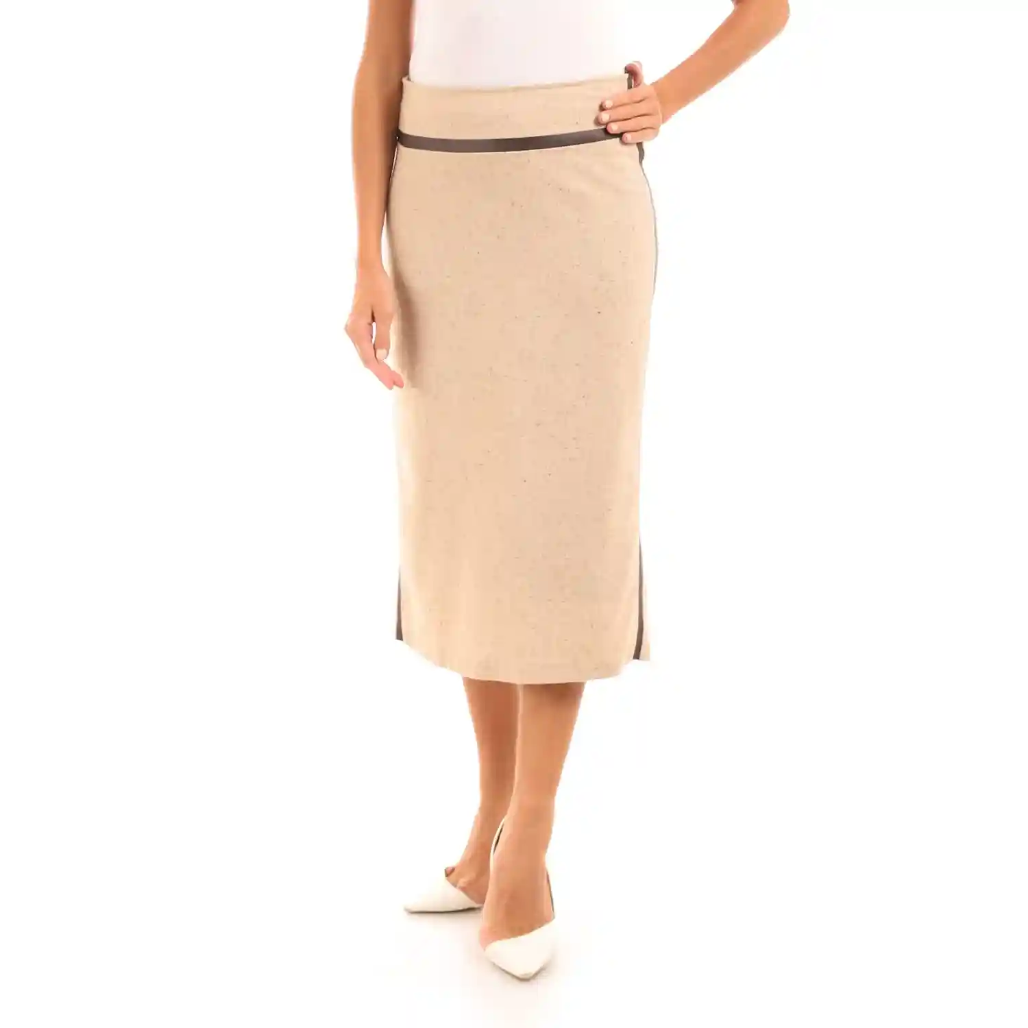 esla Zipped Back Midi Ruffle Skirt