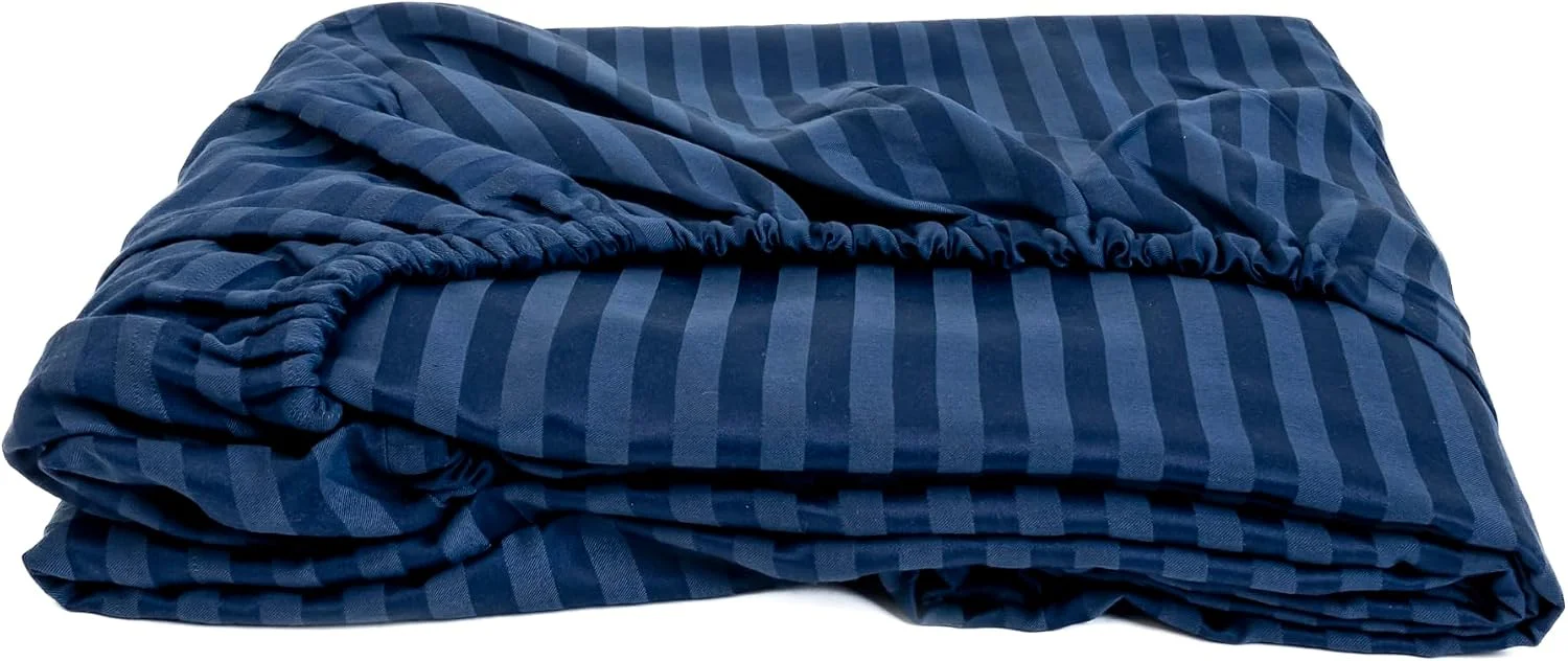 Home Of Linen Striped Fitted Sheet – Soft Cotton – 180 × 200 cm
