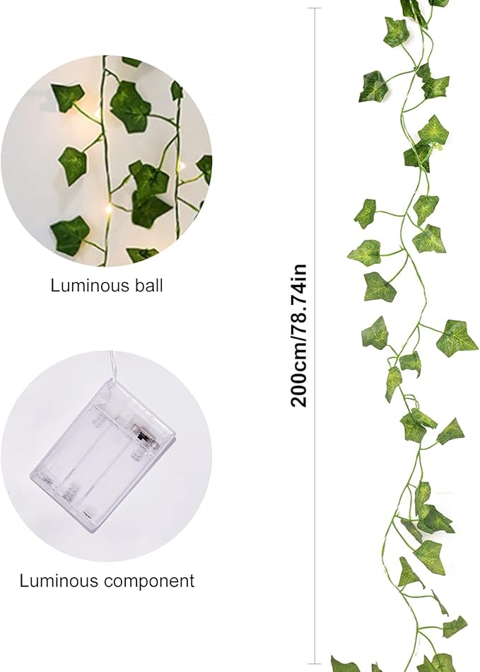MAGIIN Artificial Ivy Leaves Garland Vine with 20 LED Lights