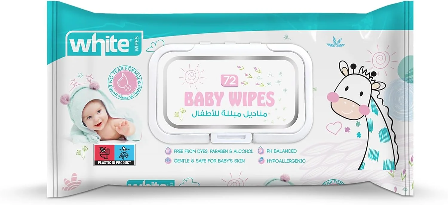 White Baby Wipes 72 Count – Gentle Everyday Care for Your Baby