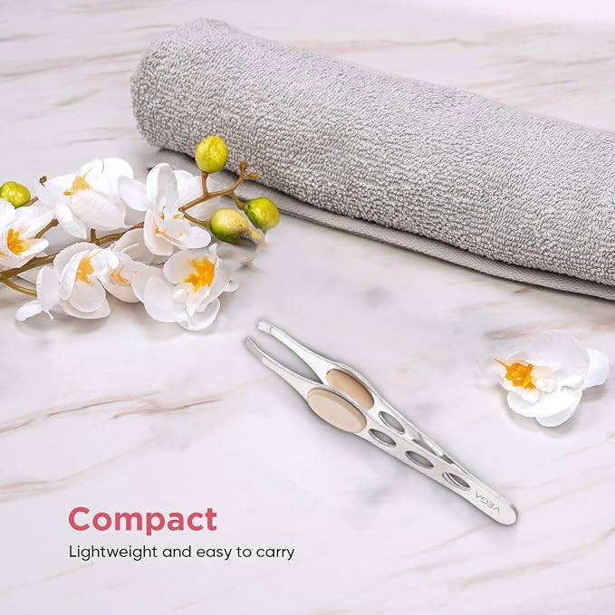 2-Piece Stainless Steel Precision Tweezers Set for Eyebrow & Facial Hair