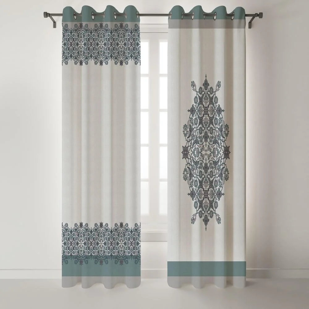 Shatta Side Rings Printed Modern Curtain  for Home Decor