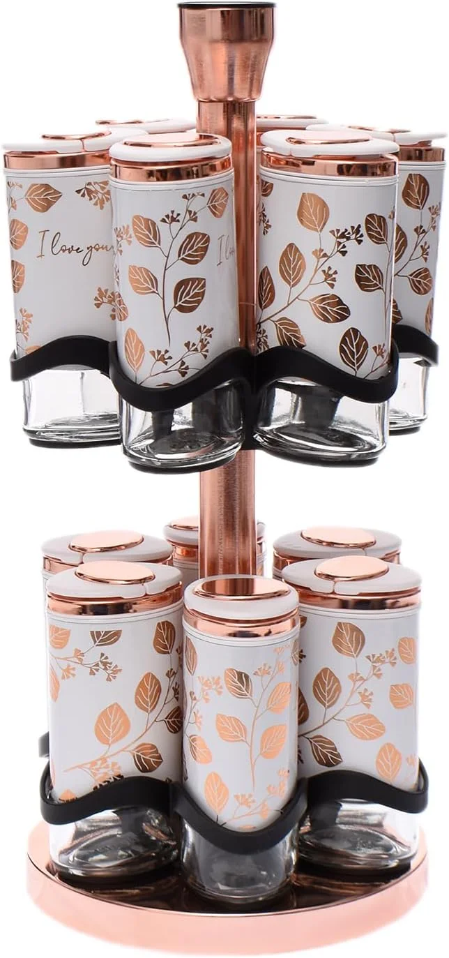 Oxford Oval Rotating Stainless Steel Spice Set – 13 Pieces - Scratched