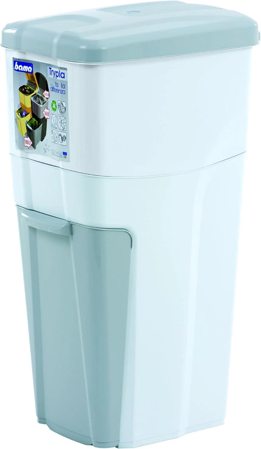 Bama 3-Section Recycling Bin Size 28 × 39 × 70 cm