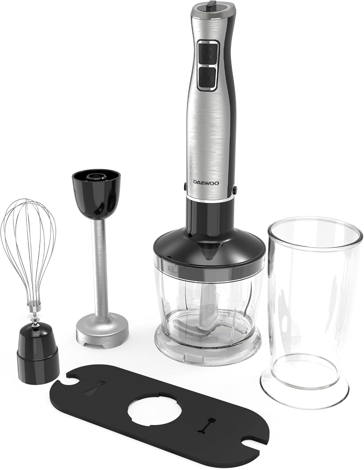 DAEWOO DHB102A 3-in-1 Hand Blender 600W with Chopper Beaker & Whisk Black