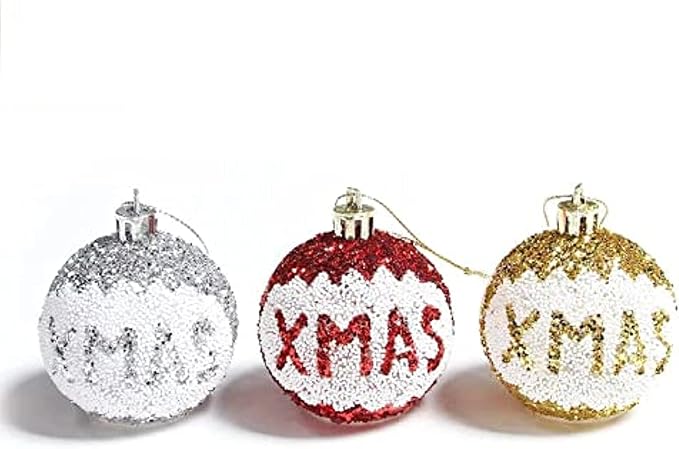 3-Piece Hanging Christmas Ball Decorations with LED Lights