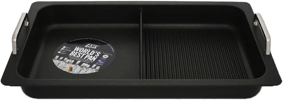 AMT Rectangular Cast Aluminum Grill Casserole 33×53 cm – Non-Stick German-Made Cookware